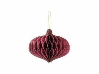 Dekoracja na choinkę Bombka papierowa honeycomb Owal, bordo, 16x15cm Partydeco (BP1-15-082)