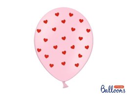 Balon gumowy Partydeco Serca, Pastel Baby Pink różowy 300mm (SB14P-278-081J-6)