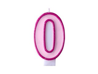 Świeczka urodzinowa Cyferka 0 w kolorze różowym 7 centymetrów Partydeco (SCU1-0-006)