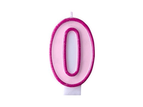 Świeczka urodzinowa Cyferka 0 w kolorze różowym 7 centymetrów Partydeco (SCU1-0-006)