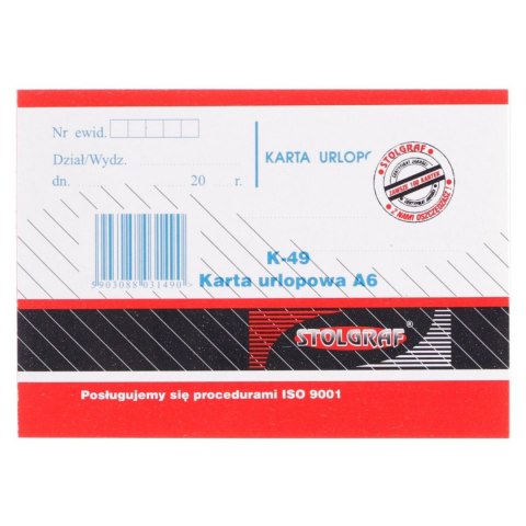 Druk samokopiujący Stolgraf A6 100k. (K49) Druk samokopiujący Stolgraf A6 100k. (K49)