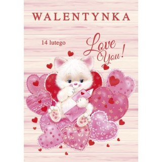 Kartka składana B6 brokatowa walentynka