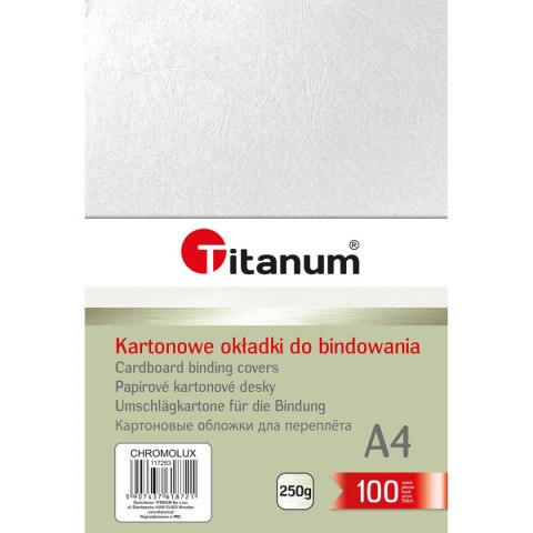 Karton do bindowania błyszczący - chromolux A4 biały 250g Titanum
