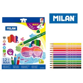 Kredki ołówkowe Milan Maxi 12 kolorów z temperówką (0722612)