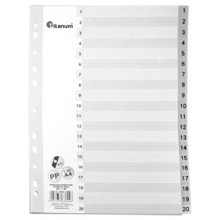 Przekładki do segregatora PP Titanum A4 20 kartek indeks numeryczny (IN20)