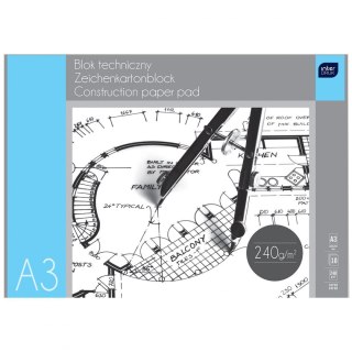 Blok techniczny A3 biały 240g 10k [mm:] 297x420 Interdruk (BLTA3PRE)