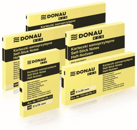Notes samoprzylepny (karteczki) Eco żółty 100k [mm:] 101x76 Donau (7594001PL-11)