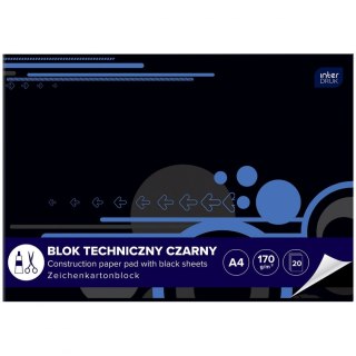 Blok techniczny A4 czarna 170g 10k Interdruk (ABLTA4C)
