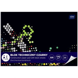 Blok techniczny A4 czarna 170g 10k Interdruk (ABLTA4C)