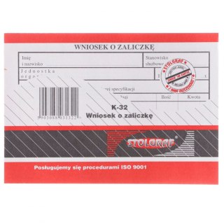 Druk offsetowy A6 wniosek o zaliczkę A6 100k. Stolgraf (K32)