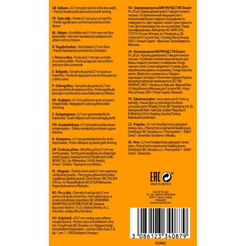 Długopis olejowy Round Stic Exact wkład niebieski 0,7mm Bic (918543)