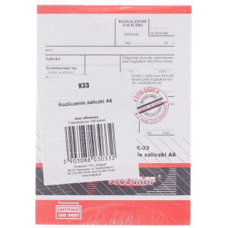 Druk offsetowy A6 rozliczenie zaliczki A6 100k. Stolgraf (K33)