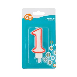 Świeczka urodzinowa cyferka czerwony kontur 1 Godan (NO200R/1)