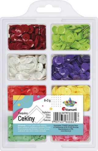 Cekiny Craft-Fun Series okrągłe 8 kolorów mix 3g Titanum (3G8PX2)