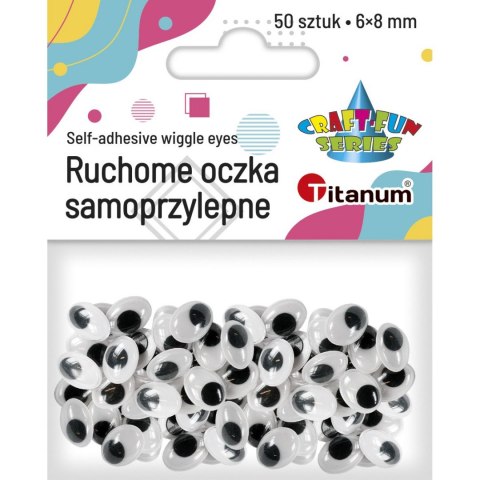 Oczy samoprzylepne Titanum Craft-Fun Series owalne ruchome 6x8mm