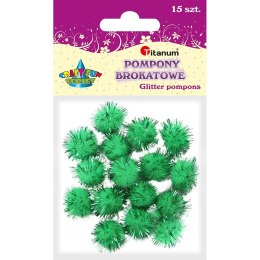 Pompony Titanum Craft-Fun Series brokatowe zielone 15 szt (338536)