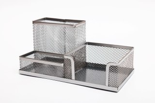 Przybornik na biurko srebrny metal Tres (SPB3A/SR)