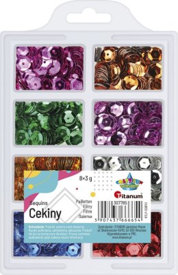 Zestaw cekinów Titanum Craft-Fun Series okrągłych 8 kolorów x 3g
