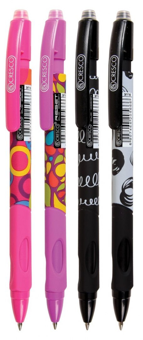 Długopis wymazywalny RESET CLIC DESIGNE żelowy wymazywalny wkład niebieski 0,7mm Cresco (450007)