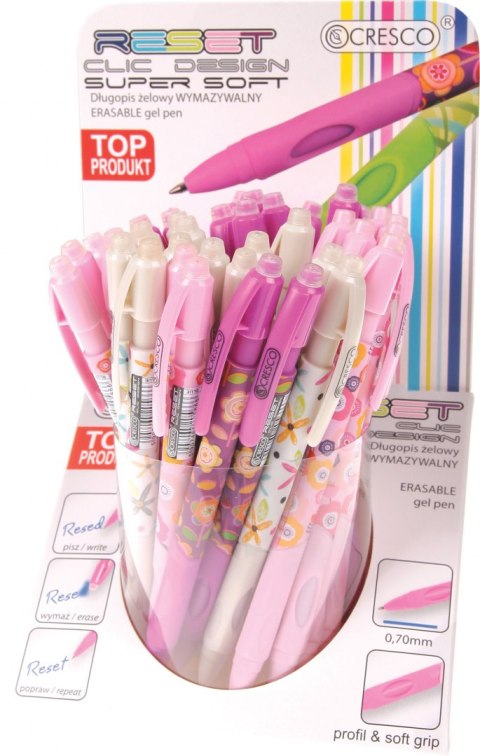 Długopis wymazywalny RESET CLIC DESIGNE żelowy wymazywalny wkład niebieski 0,7mm Cresco (450007)