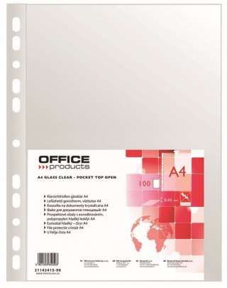 Koszulki na dokumenty krystaliczne A4 kolor: przezroczysty typu U 50 mic. Office Products (21142415-90)