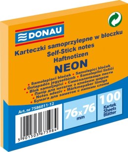 Notes samoprzylepny Donau Neon pomarańczowy 100k [mm:] 76x76 (7586011-12)