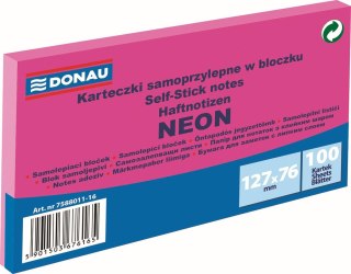 Notes samoprzylepny (karteczki) Neon różowy 100k [mm:] 127x76 Donau (7588011-16)