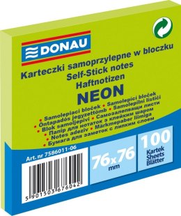 Notes samoprzylepny Donau Neon zielony 100k [mm:] 76x76 (7586011-06)