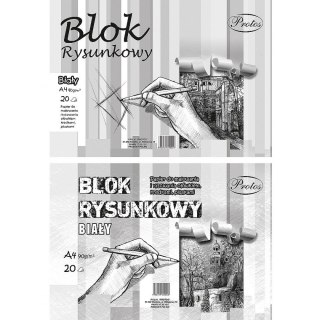 Blok rysunkowy A4 biały 90g 20k Protos