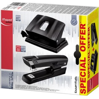 Komplet Essentials Metal Dziurkacz+zszywacz 25 kartek czarny (898014) Maped