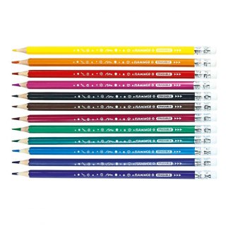 Kredki ołówkowe wymazywalne z gumką 12 kol. Flamingo