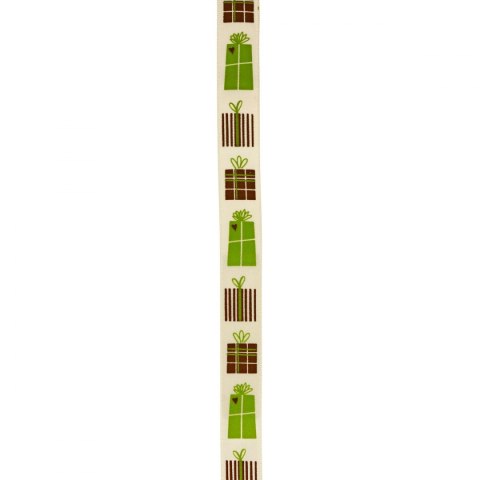 Wstążka Craft-Fun Series Xmas nadruk prezenty 15x3 [mm x m] ecru Titanum (363074)
