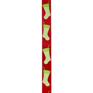 Wstążka Craft-Fun Series Xmas nadruk skarpety 15x3 [mm x m] czerwona Titanum (363076)