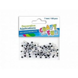 Oczka oczy samoprzylepne 7mm 150 szt Craft with Fun (383656)