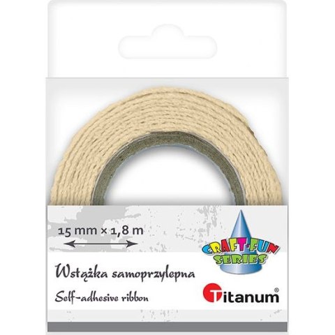 Wstążka Titanum Craft-Fun Series koronka bawełniana samoprzylepna 15mm kremowa 1,8m (D12-2)