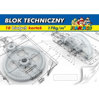 Blok techniczny A3 biały 170g 10k Flamingo