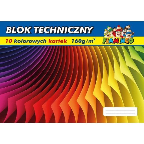 Blok techniczny Flamingo kolorowy A3 10 kartek 170g/m?