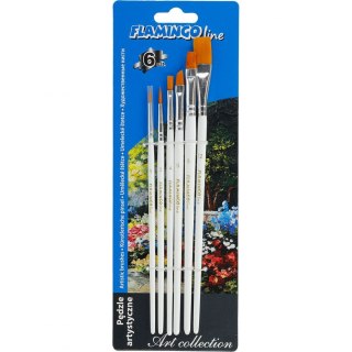 Pędzel Art Collection zestaw 6 szt. nr 1/3/4/6/8/12 Flamingo Line (PA-03)