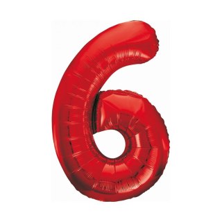 Balon foliowy cyfra 6 czerwona 85cm 85cal Godan (BCHCW6)