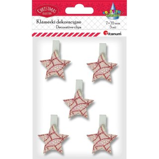 Ozdoba drewniana Craft-Fun Series klamerki XMAS gwiazdki Titanum (18BR-33)