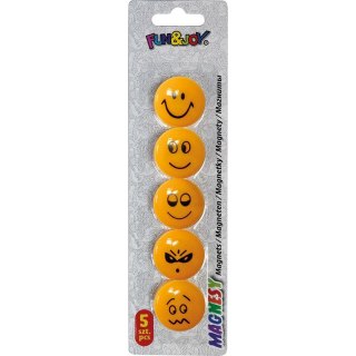 Magnes Smiley okrągły pomarańczowy śr. 29mm Fun&Joy 5 sztuk