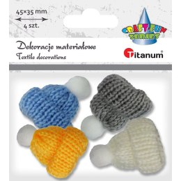 Ozdoba materiałowa Titanum Craft-Fun Series czapeczki włóczkowe z pomponem (YW-002)