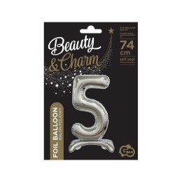 Balon gumowy Godan Beauty&Charm cyfra stojąca srebrna srebrna 30cal (BC-ASS5)