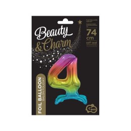 Balon gumowy Godan Beauty&Charm cyfra stojąca tęczowa tęczowa 30cal (BC-AST4)