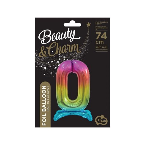 Balon gumowy Beauty&Charm cyfra stojąca tęczowa tęczowa 750mm 30cal Godan (BC-ASTO)