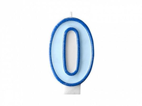 Świeczka urodzinowa Cyferka 0 w kolorze niebieskim 7 centymetrów Partydeco (SCU1-0-001)
