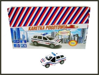 Ambulans pogotowie z napędem, z otwieranymi drzwiami, ze światłem i z dźwiękami Hipo (HKG096)