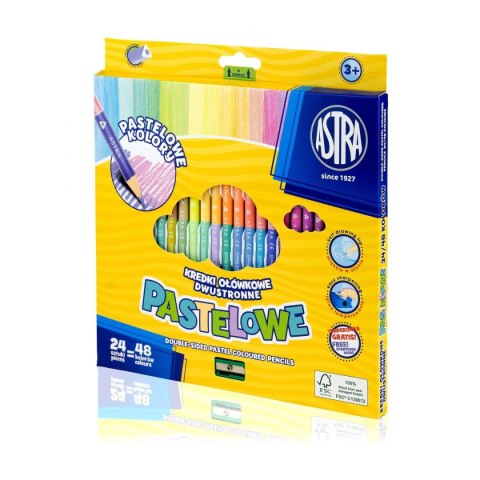 Kredki ołówkowe dwustronne 48 kol. Astra