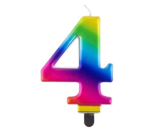 Świeczka urodzinowa cyferka 4, tęczowa 8 cm Godan (PF-SCG4)