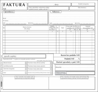 Druk samokopiujący 2/3 A4 Faktura VAT 2/3 A4 netto 100k. Stolgraf (F10)